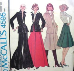 4595 McCalls  YOKE JACKET, TANGO SKIRT 3 LENGTHS, FLARE PANTS PATTERN 14 or 8 choice